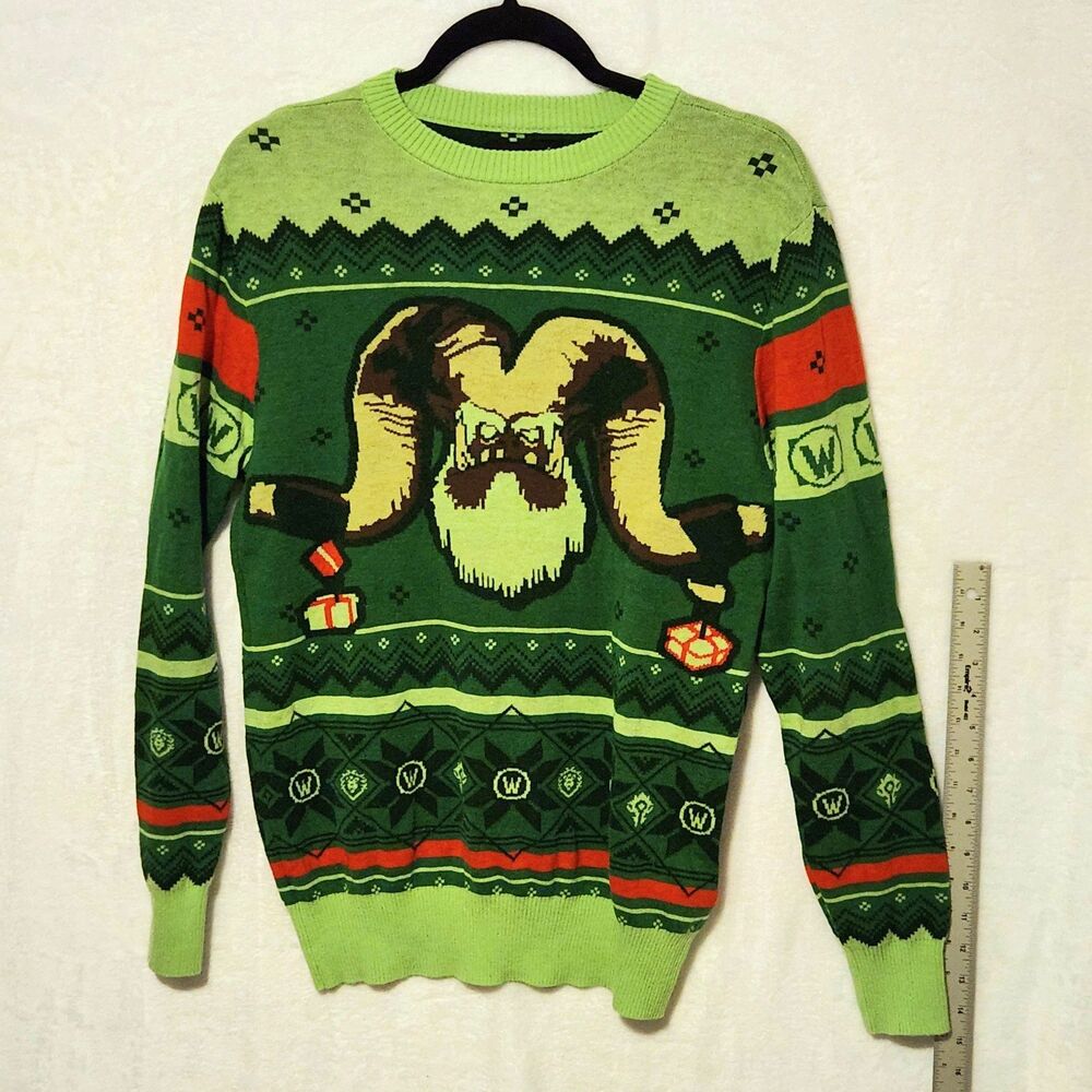 Blizzard World Of Warcraft Size M Greench Ugly Christmas Sweater 2017 Holiday